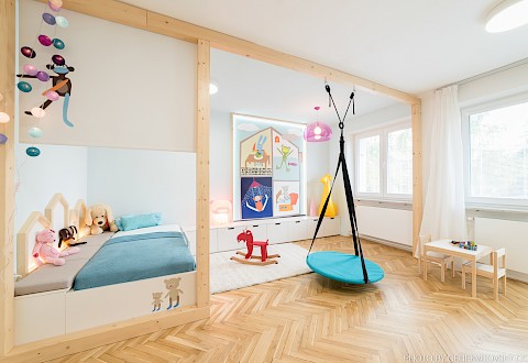 Návrh dětského pokoje Brno: pokoj navrhla pro klienty studia NOVOdesign Andrea Kilianová (muuza), za pár let jsem ho trochu přeorganizovala pro 2 děti