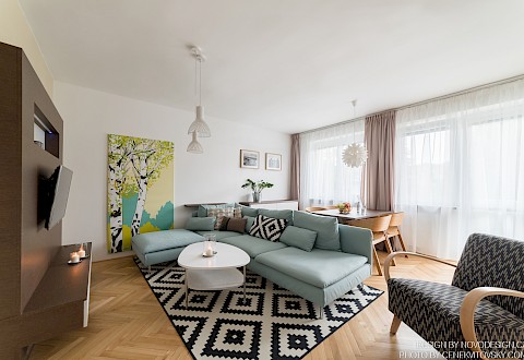 Návrh obývacího pokoje ve skandinávském stylu